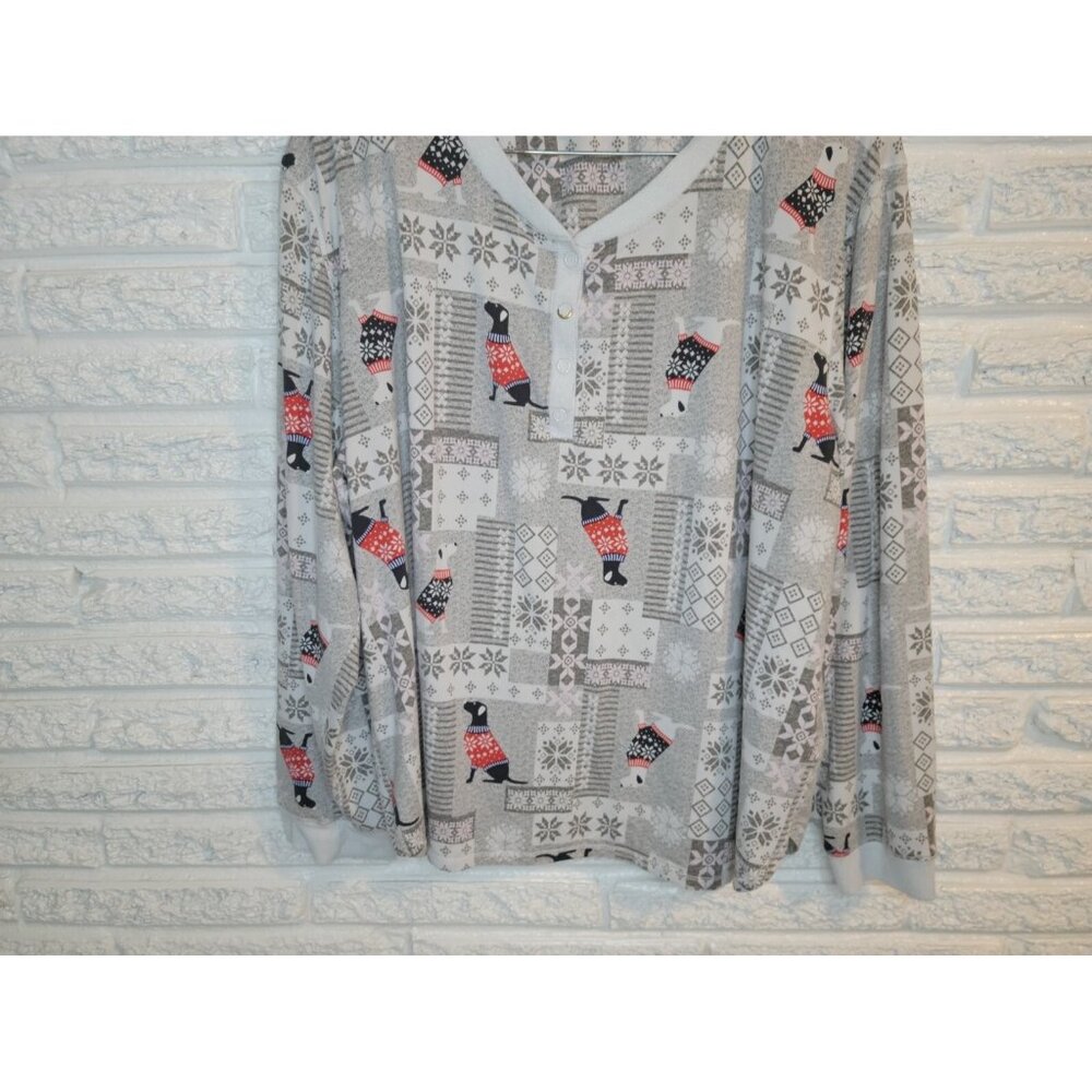 Secret Treasures Womens 3X Gray Retriever Dog Graphic Pajama Top NOV177E - Picture 4 of 8